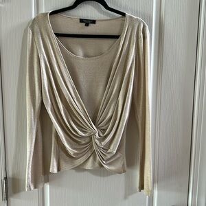 Ladies blouse metallic gold look. Nice for night out. Karen Kane
